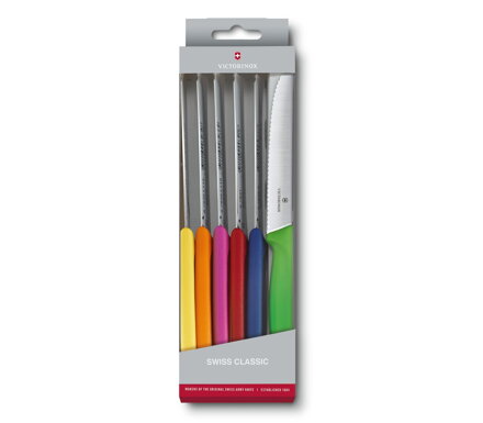 Set of coloured tomato knives