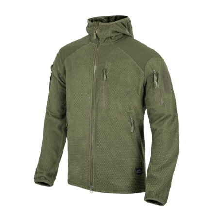 ALPHA HOODIE JACKET - GRID FLEECE olive green